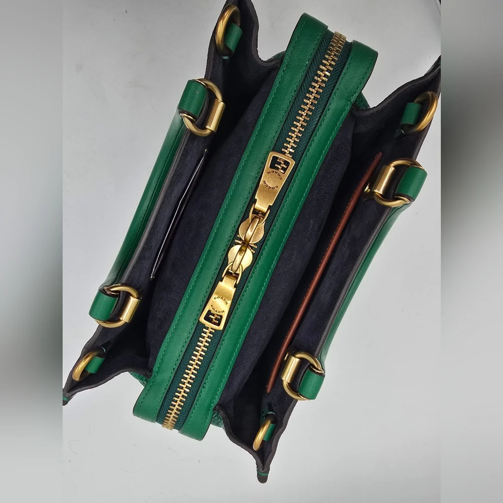 Coach Rogue Satchel 25 In Glovetanned Pebble Leather, Shamrock- Includes Charm - Picture 8 of 16